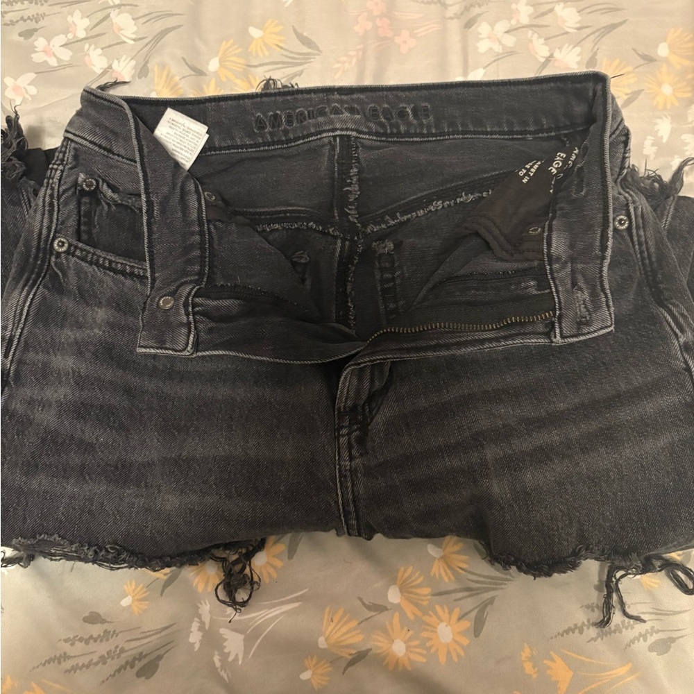 Black Distressed Denim Shorts